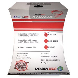 SAC 23K Worki do higienicznego opróżniania (3 sztuki) - 1,5 litra. Do odkurzaczy serii Atomik
